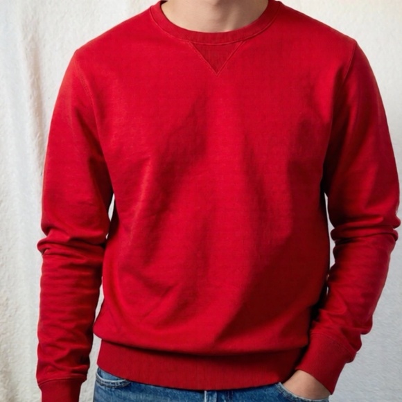 JCP Sweatshirt Mens Size Large Red 100% Cotton Crew Neck Basic Casual Preppy - Picture 1 of 8